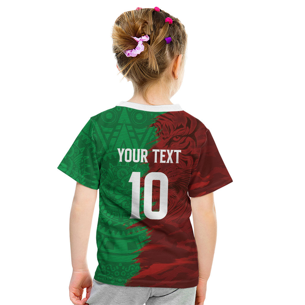 South Korea and Mexico National Football Custom Kid T Shirt Taegeuk Warriors with El Tricolor Grunge Split Style