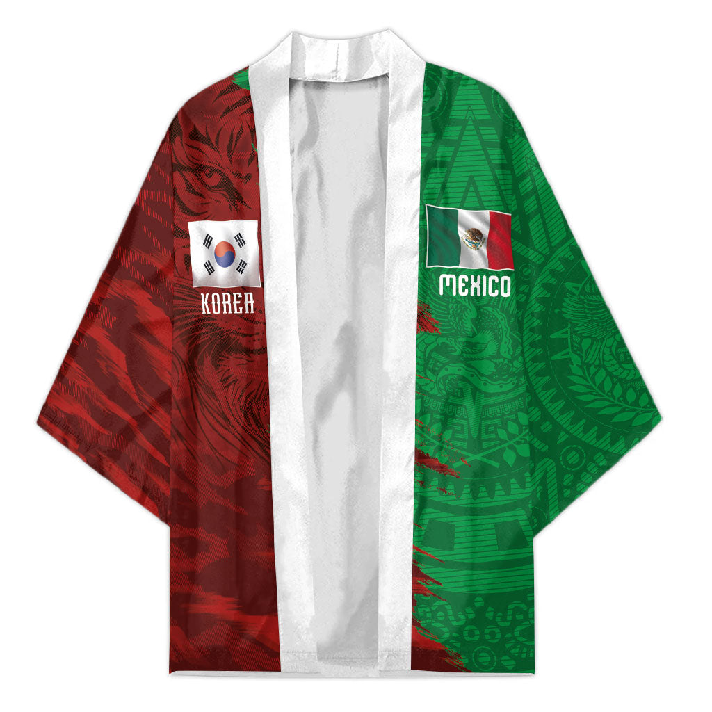 South Korea and Mexico National Football Custom Kimono Taegeuk Warriors with El Tricolor Grunge Split Style