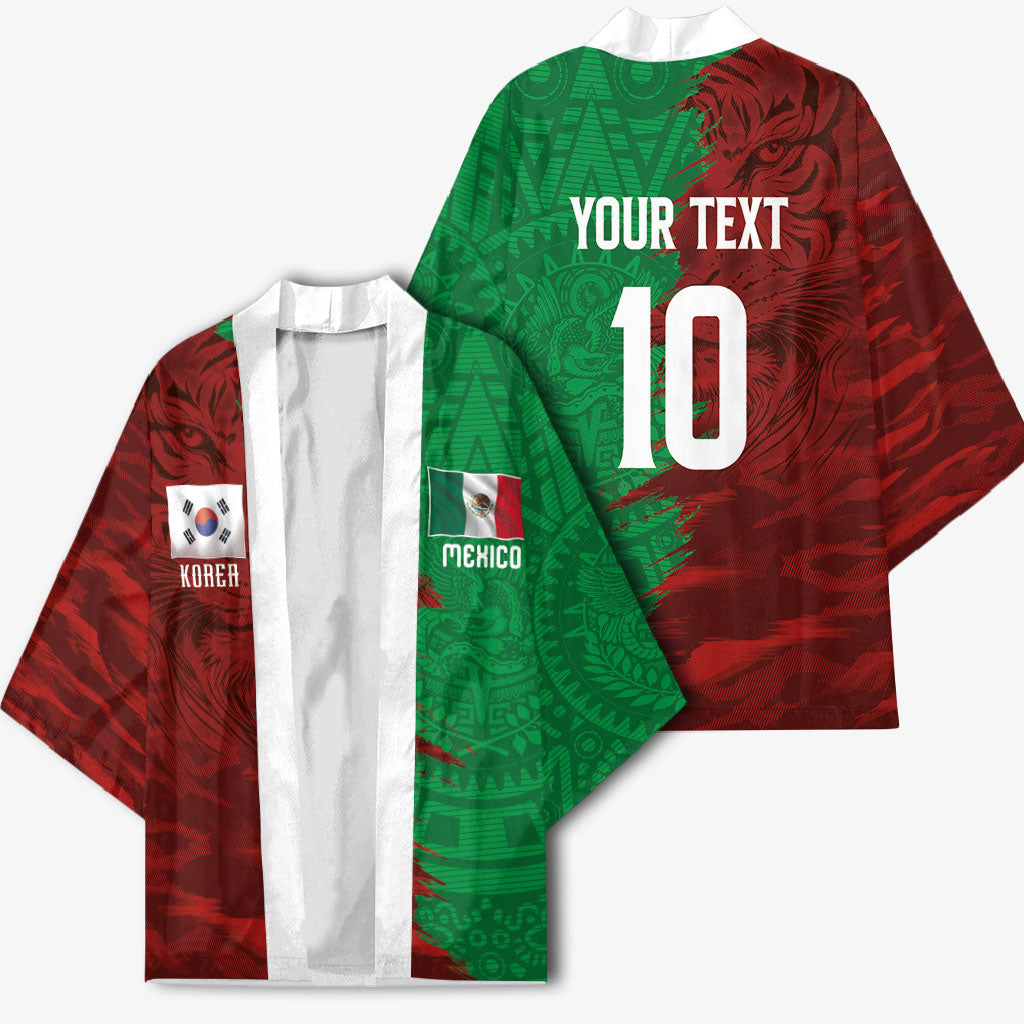 South Korea and Mexico National Football Custom Kimono Taegeuk Warriors with El Tricolor Grunge Split Style