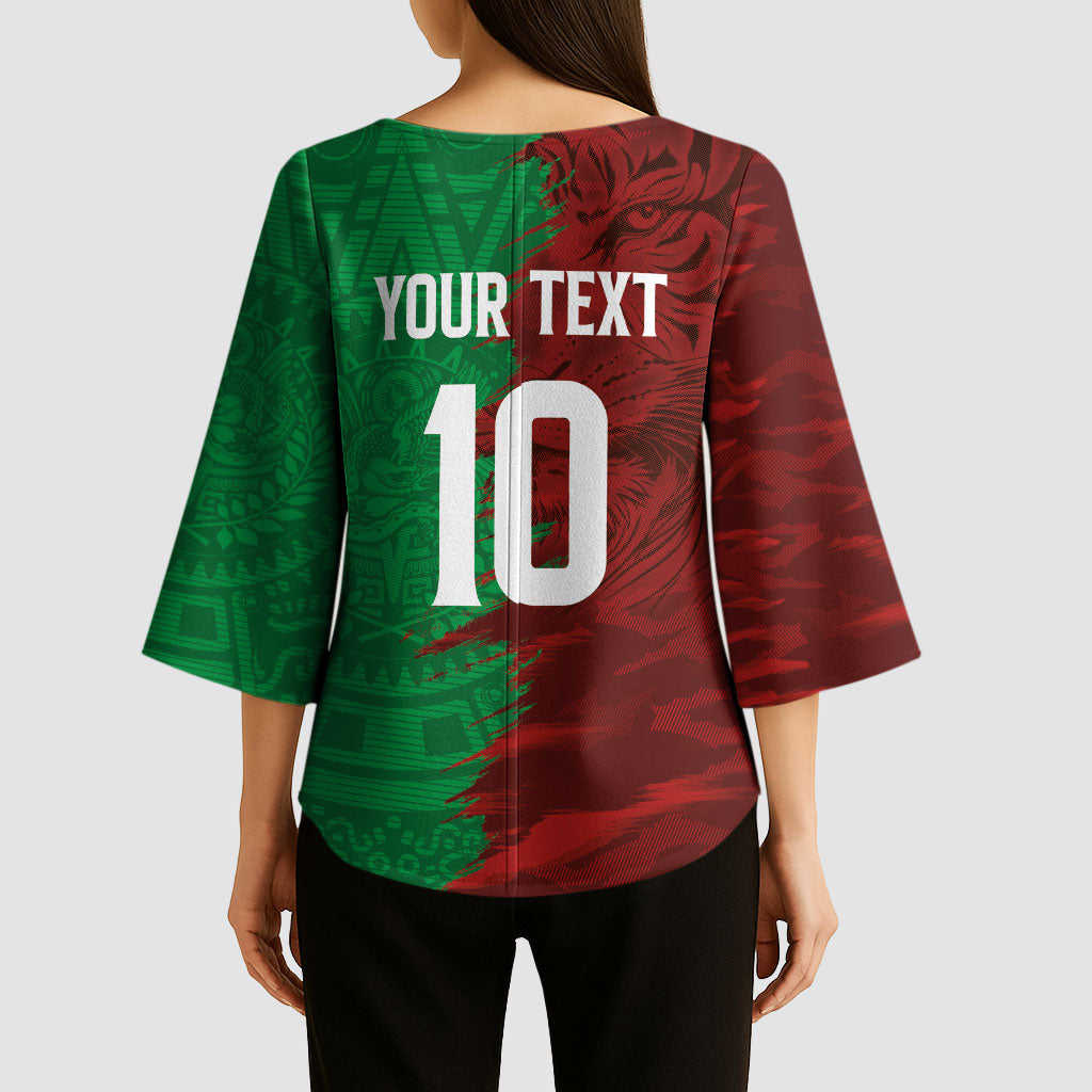 South Korea and Mexico National Football Custom Kimono Sleeve Blouse Taegeuk Warriors with El Tricolor Grunge Split Style