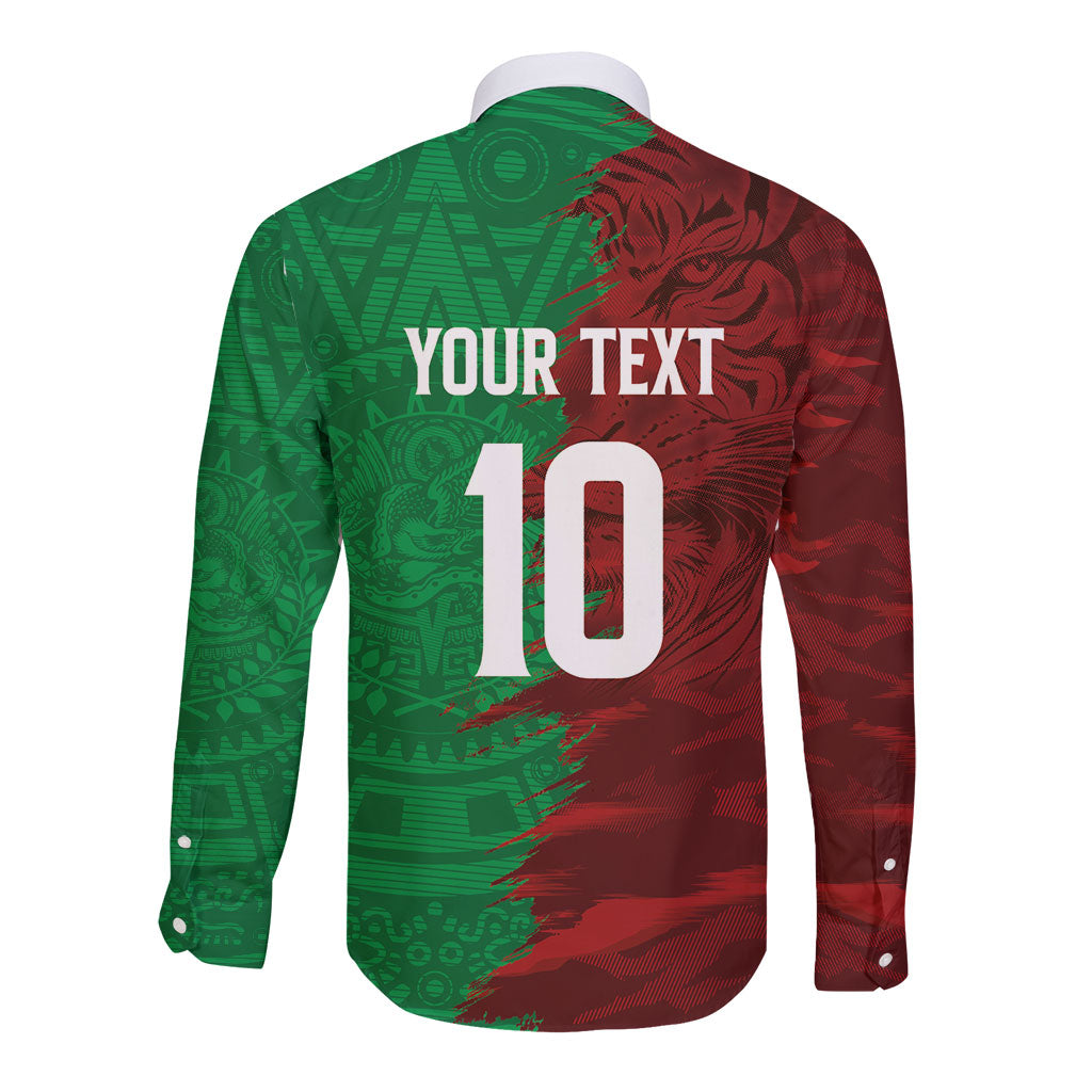 South Korea and Mexico National Football Custom Long Sleeve Button Shirt Taegeuk Warriors with El Tricolor Grunge Split Style
