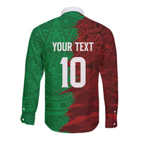 South Korea and Mexico National Football Custom Long Sleeve Button Shirt Taegeuk Warriors with El Tricolor Grunge Split Style