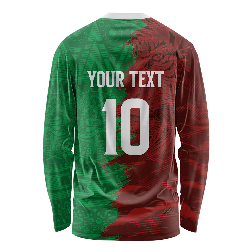 South Korea and Mexico National Football Custom Long Sleeve Shirt Taegeuk Warriors with El Tricolor Grunge Split Style
