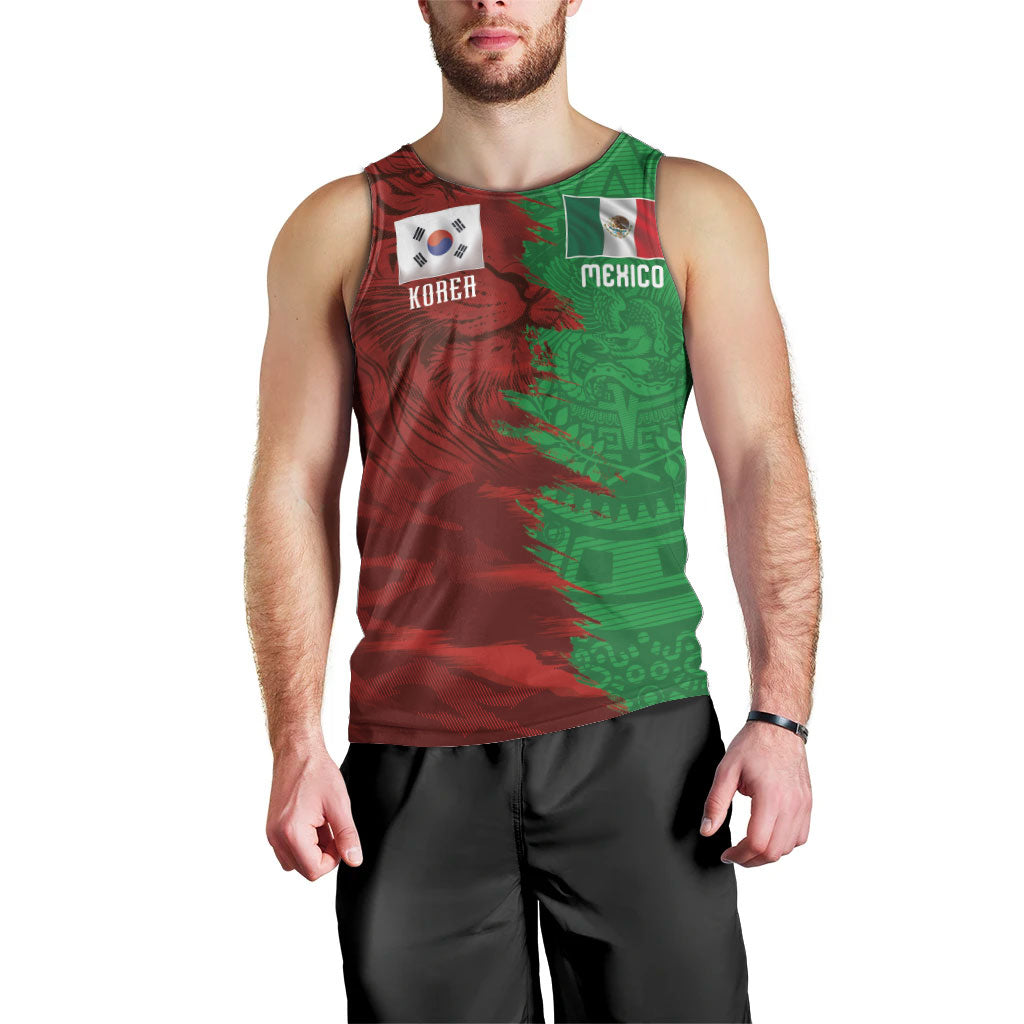 South Korea and Mexico National Football Custom Men Tank Top Taegeuk Warriors with El Tricolor Grunge Split Style