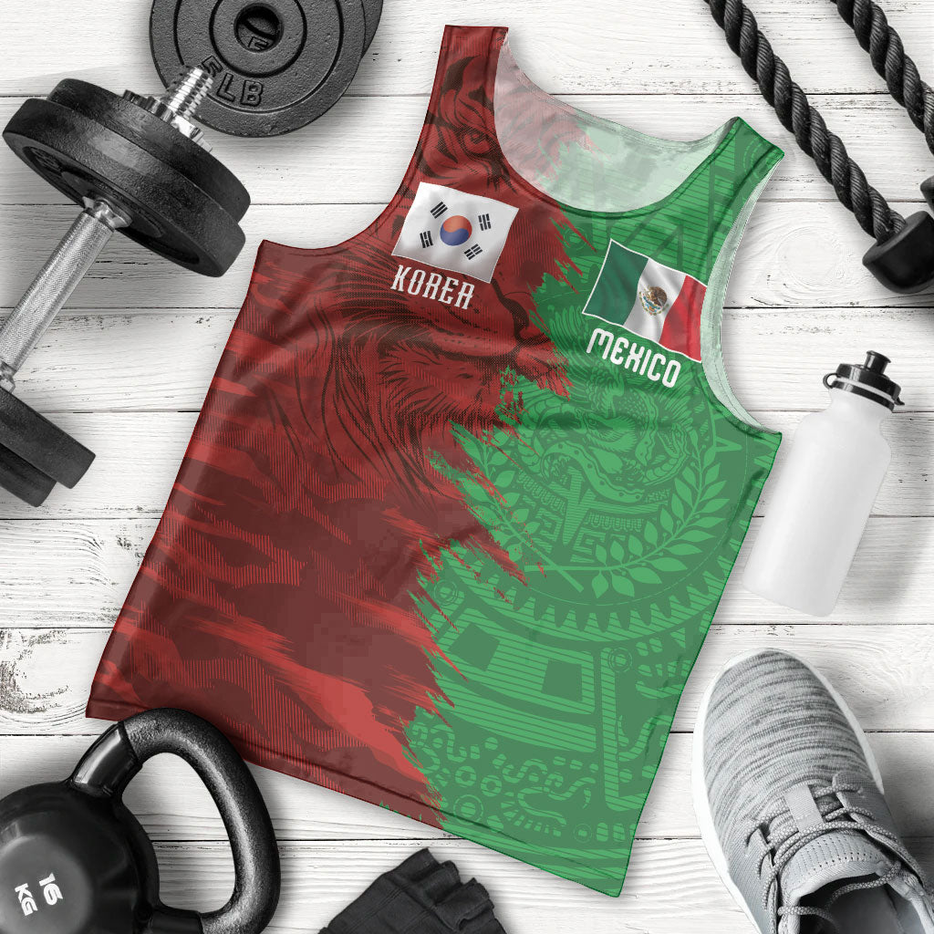 South Korea and Mexico National Football Custom Men Tank Top Taegeuk Warriors with El Tricolor Grunge Split Style