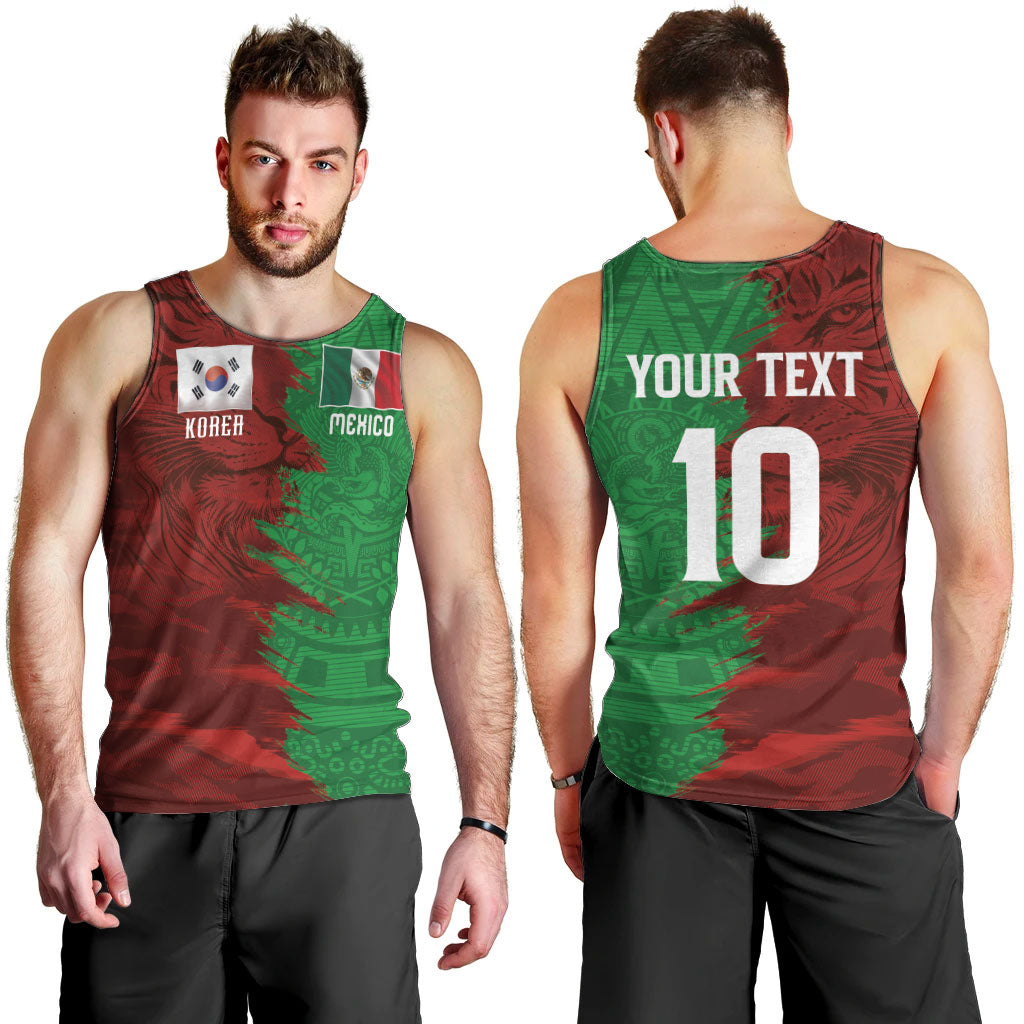 South Korea and Mexico National Football Custom Men Tank Top Taegeuk Warriors with El Tricolor Grunge Split Style