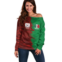 South Korea and Mexico National Football Custom Off Shoulder Sweater Taegeuk Warriors with El Tricolor Grunge Split Style