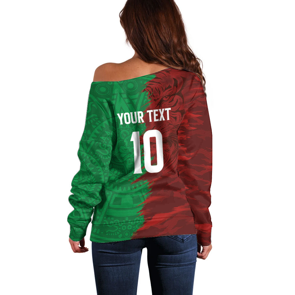 South Korea and Mexico National Football Custom Off Shoulder Sweater Taegeuk Warriors with El Tricolor Grunge Split Style