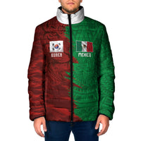 South Korea and Mexico National Football Custom Padded Jacket Taegeuk Warriors with El Tricolor Grunge Split Style