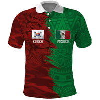South Korea and Mexico National Football Custom Polo Shirt Taegeuk Warriors with El Tricolor Grunge Split Style