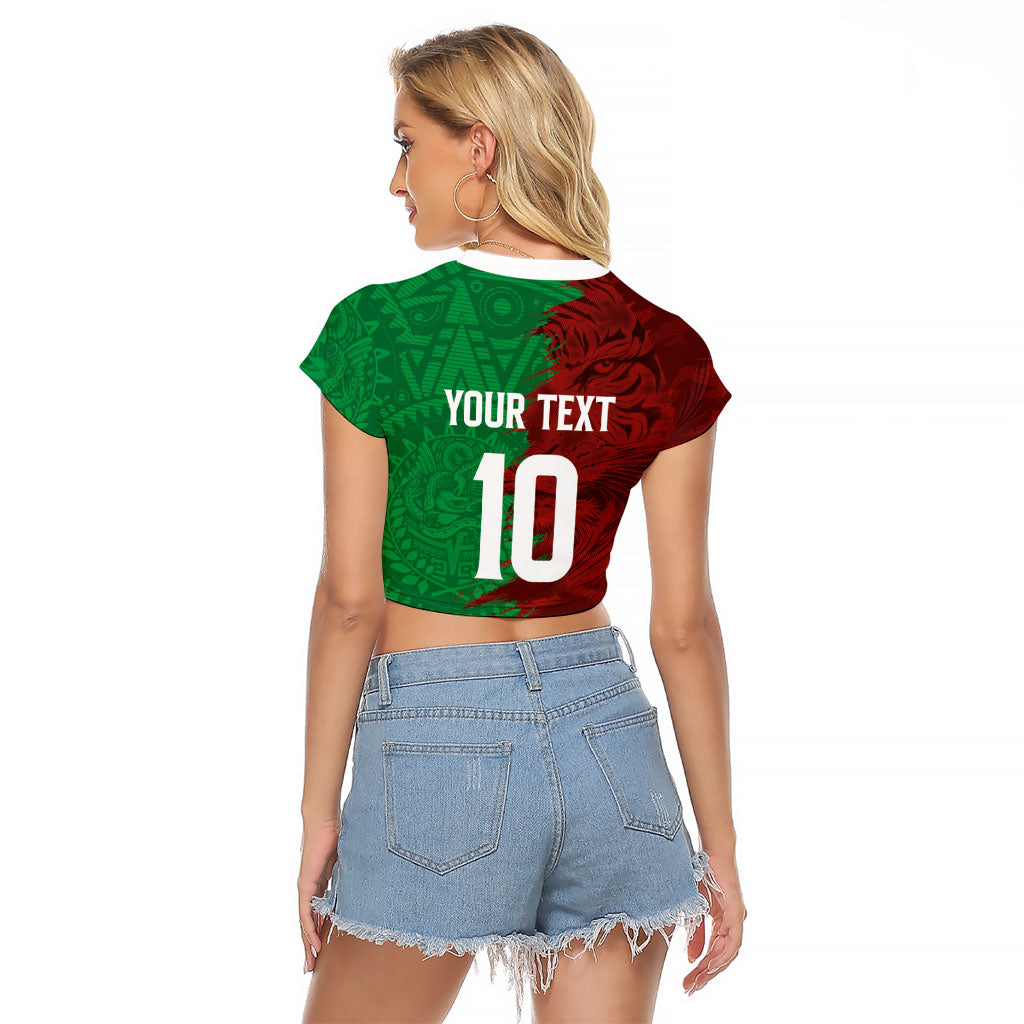 South Korea and Mexico National Football Custom Raglan Cropped T Shirt Taegeuk Warriors with El Tricolor Grunge Split Style