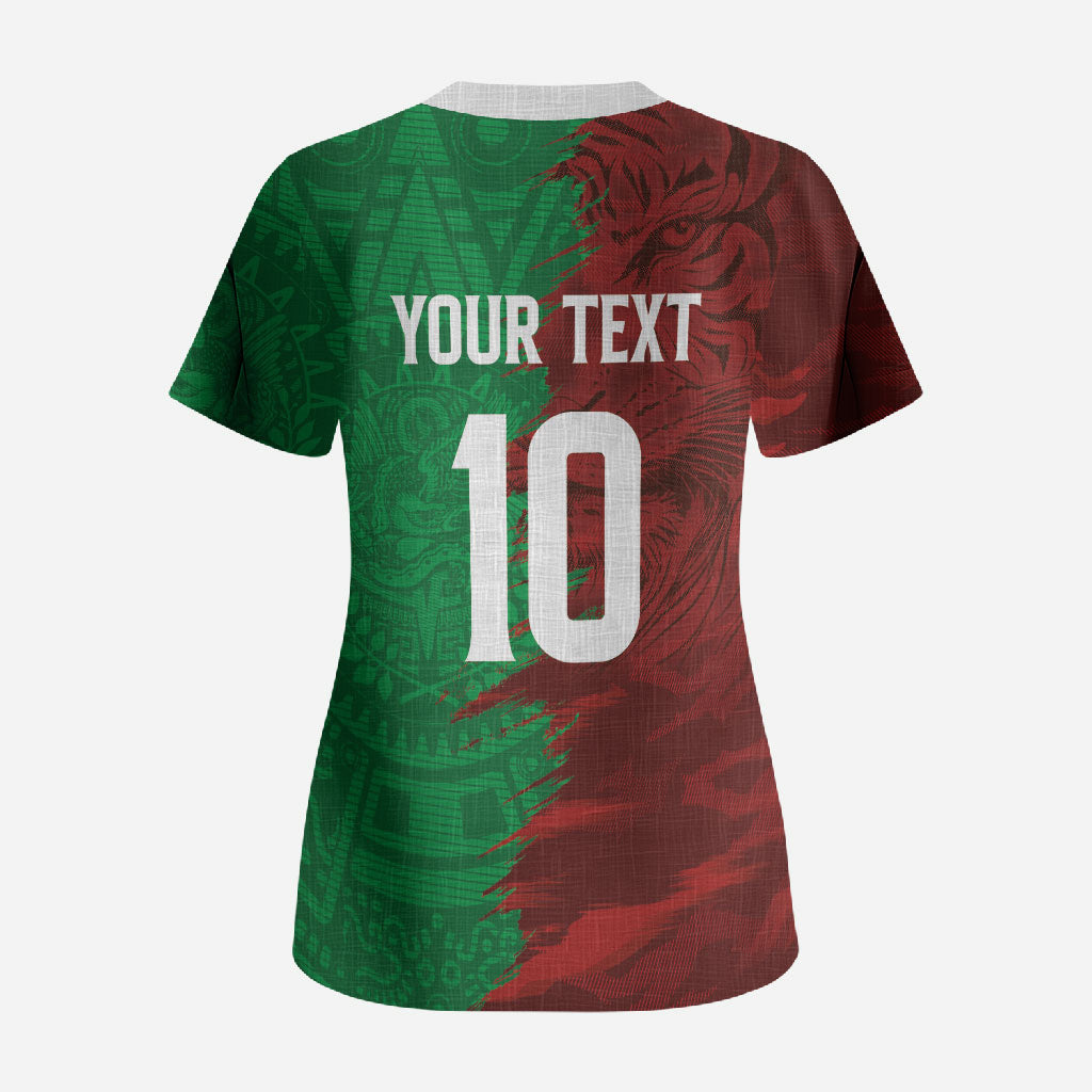 South Korea and Mexico National Football Custom Scrub Top Taegeuk Warriors with El Tricolor Grunge Split Style