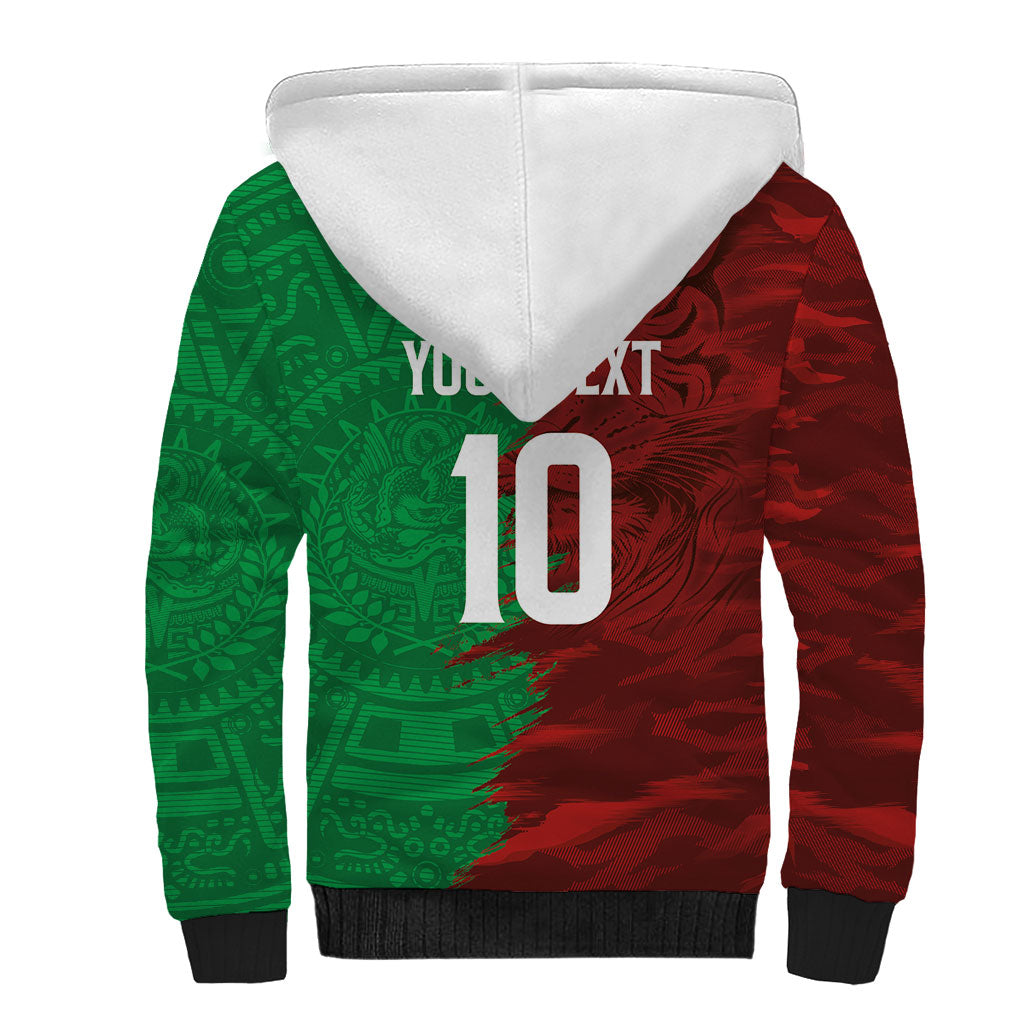South Korea and Mexico National Football Custom Sherpa Hoodie Taegeuk Warriors with El Tricolor Grunge Split Style