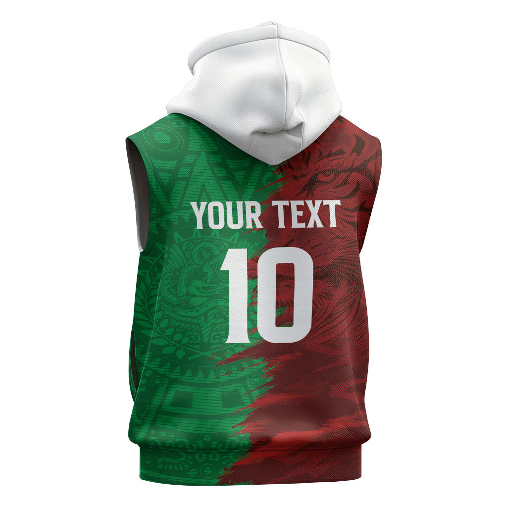 South Korea and Mexico National Football Custom Sleeveless Hoodie Taegeuk Warriors with El Tricolor Grunge Split Style