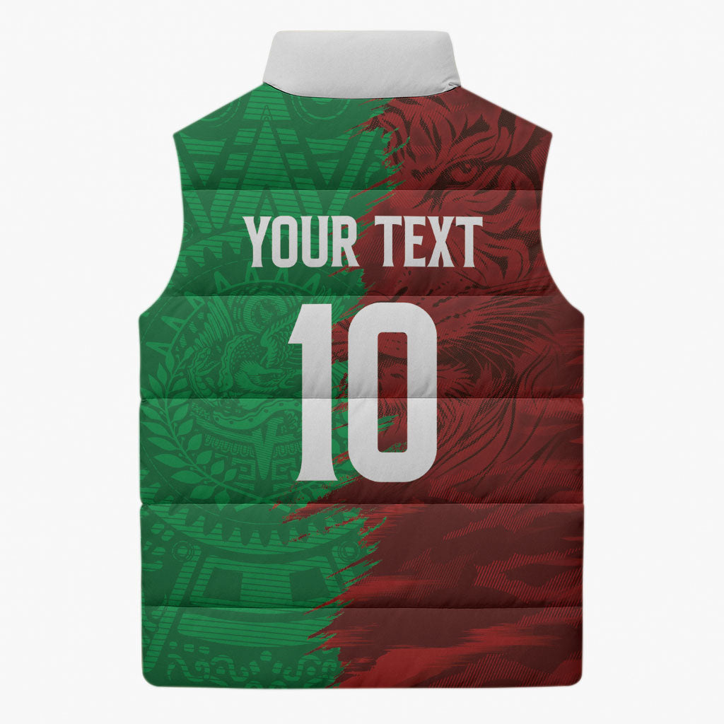 South Korea and Mexico National Football Custom Sleeveless Puffer Jacket Taegeuk Warriors with El Tricolor Grunge Split Style