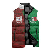 South Korea and Mexico National Football Custom Sleeveless Puffer Jacket Taegeuk Warriors with El Tricolor Grunge Split Style