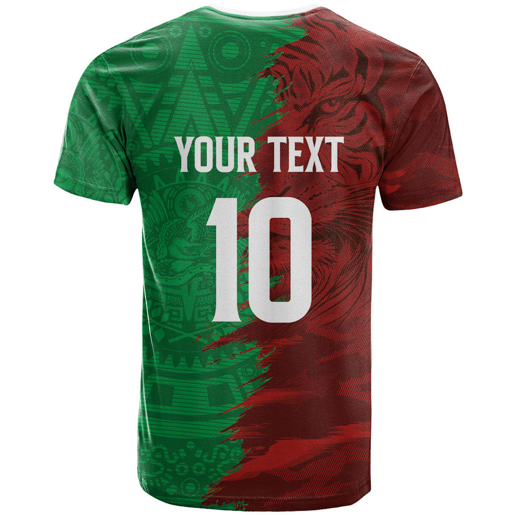 South Korea and Mexico National Football Custom T Shirt Taegeuk Warriors with El Tricolor Grunge Split Style