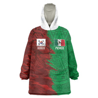 South Korea and Mexico National Football Custom Wearable Blanket Hoodie Taegeuk Warriors with El Tricolor Grunge Split Style