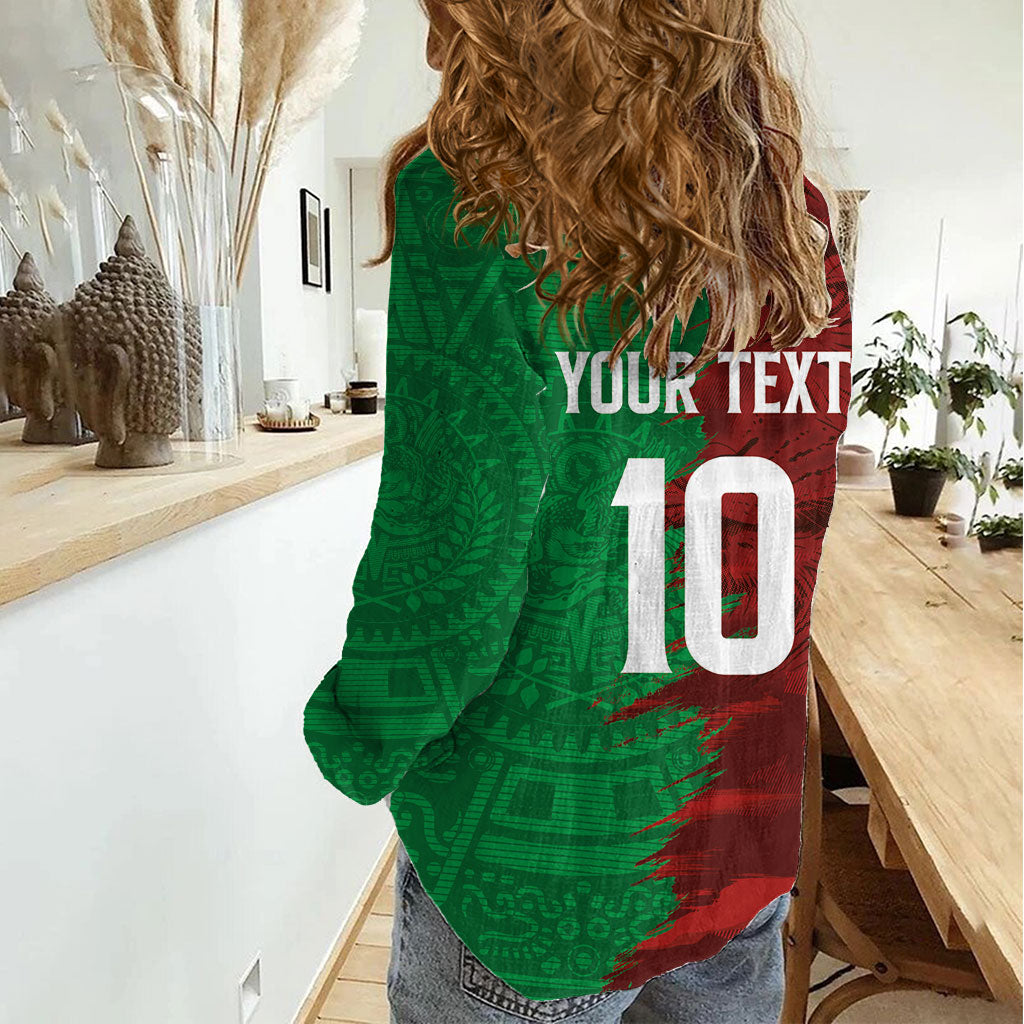 South Korea and Mexico National Football Custom Women Casual Shirt Taegeuk Warriors with El Tricolor Grunge Split Style