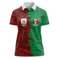 South Korea and Mexico National Football Custom Women Polo Shirt Taegeuk Warriors with El Tricolor Grunge Split Style