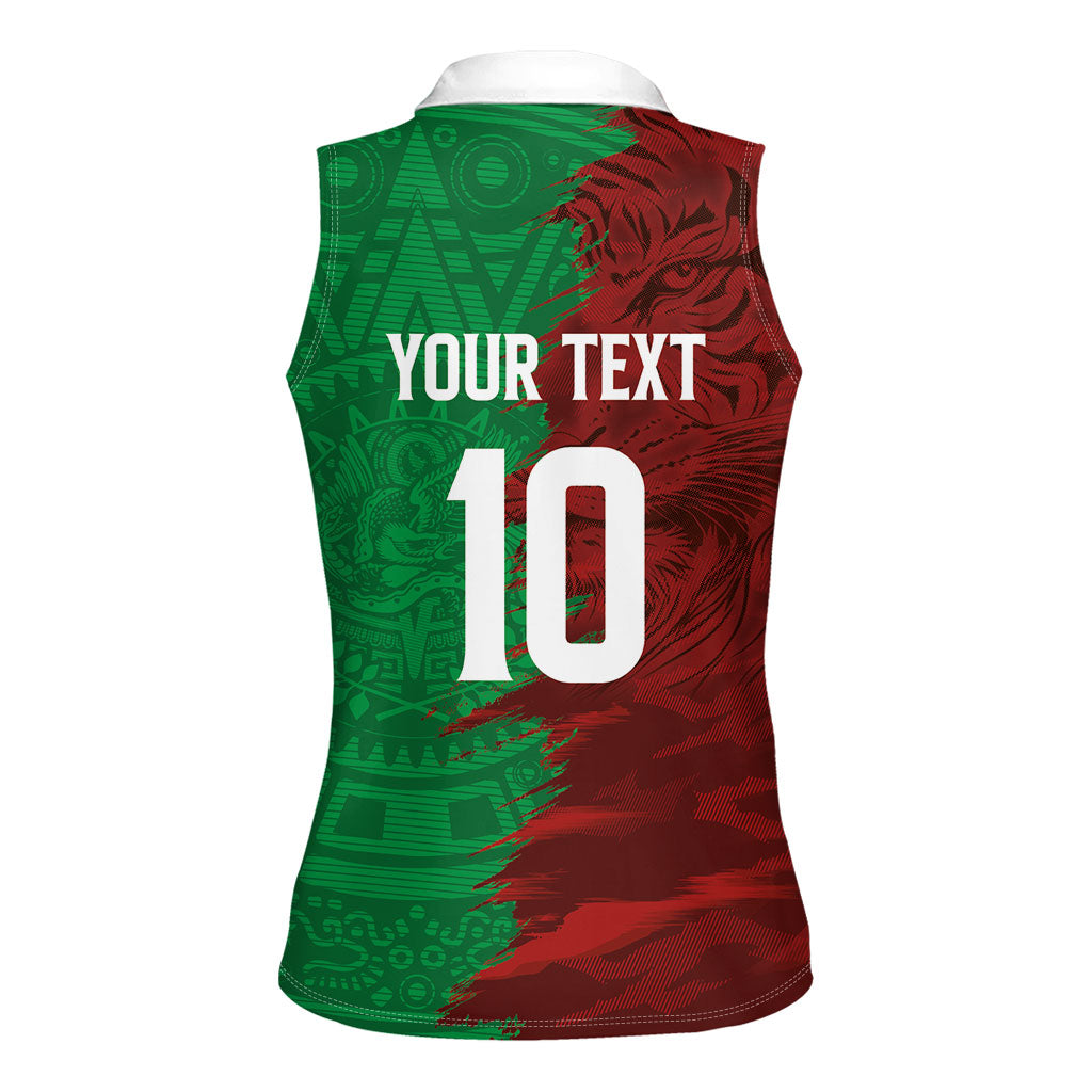 South Korea and Mexico National Football Custom Women Sleeveless Polo Shirt Taegeuk Warriors with El Tricolor Grunge Split Style