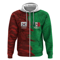 South Korea and Mexico National Football Custom Zip Hoodie Taegeuk Warriors with El Tricolor Grunge Split Style