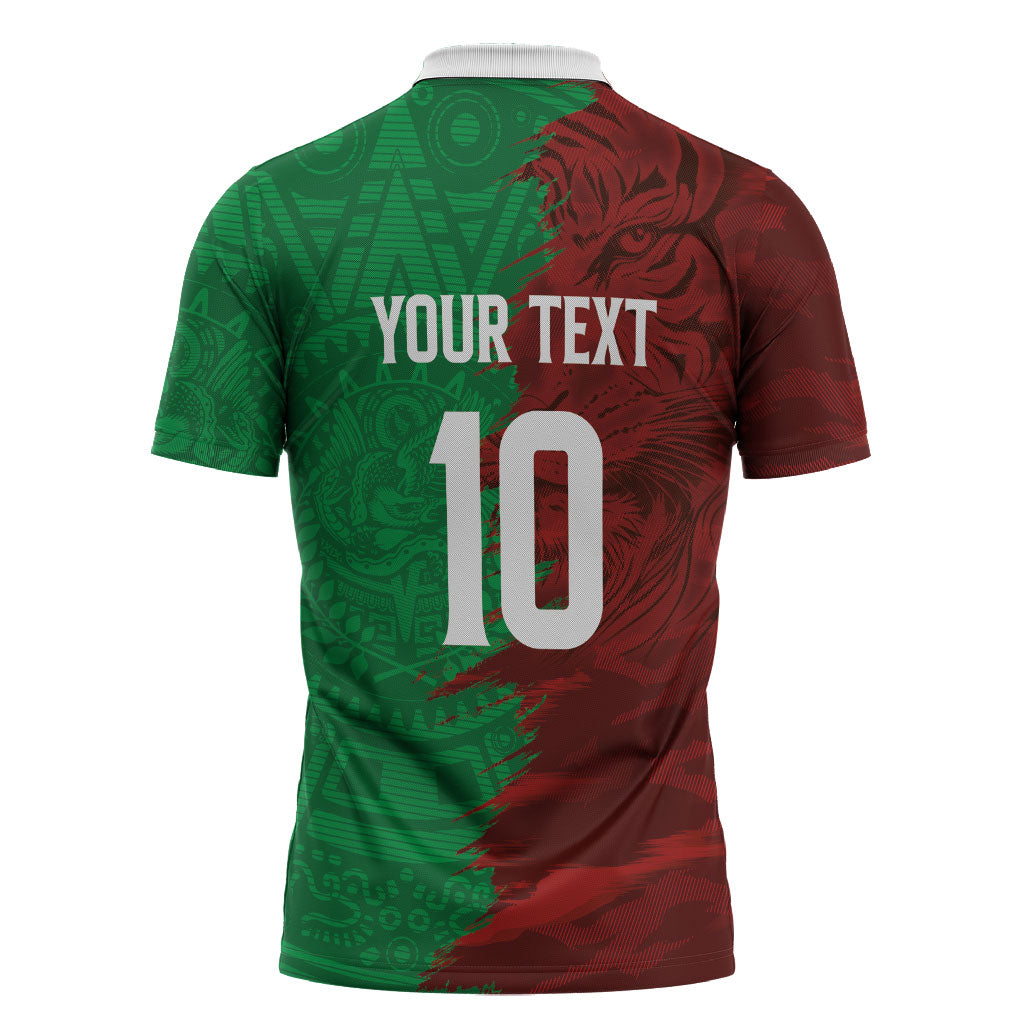 South Korea and Mexico National Football Custom Zipper Polo Shirt Taegeuk Warriors with El Tricolor Grunge Split Style