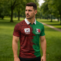 South Korea and Mexico National Football Custom Zipper Polo Shirt Taegeuk Warriors with El Tricolor Grunge Split Style