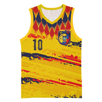 Ecuador National Football Custom Basketball Jersey Argyle Pattern With Grunge Flag Splatter Graphics