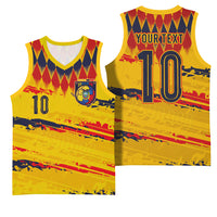 Ecuador National Football Custom Basketball Jersey Argyle Pattern With Grunge Flag Splatter Graphics