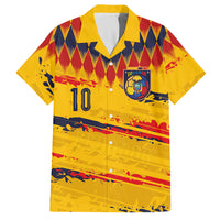 Ecuador National Football Custom Hawaiian Shirt Argyle Pattern With Grunge Flag Splatter Graphics