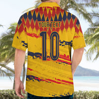 Ecuador National Football Custom Hawaiian Shirt Argyle Pattern With Grunge Flag Splatter Graphics