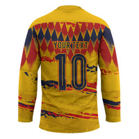 Ecuador National Football Custom Hockey Jersey Argyle Pattern With Grunge Flag Splatter Graphics