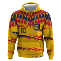 Ecuador National Football Custom Hoodie Argyle Pattern With Grunge Flag Splatter Graphics