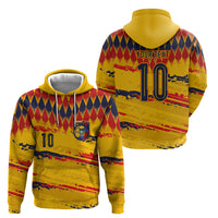 Ecuador National Football Custom Hoodie Argyle Pattern With Grunge Flag Splatter Graphics