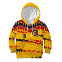 Ecuador National Football Custom Kid Hoodie Argyle Pattern With Grunge Flag Splatter Graphics
