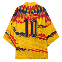Ecuador National Football Custom Kimono Argyle Pattern With Grunge Flag Splatter Graphics