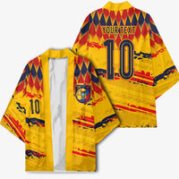 Ecuador National Football Custom Kimono Argyle Pattern With Grunge Flag Splatter Graphics