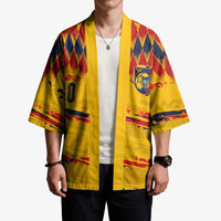 Ecuador National Football Custom Kimono Argyle Pattern With Grunge Flag Splatter Graphics