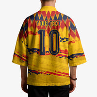Ecuador National Football Custom Kimono Argyle Pattern With Grunge Flag Splatter Graphics