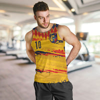 Ecuador National Football Custom Men Tank Top Argyle Pattern With Grunge Flag Splatter Graphics
