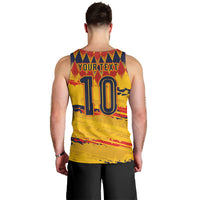 Ecuador National Football Custom Men Tank Top Argyle Pattern With Grunge Flag Splatter Graphics