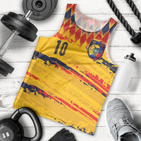 Ecuador National Football Custom Men Tank Top Argyle Pattern With Grunge Flag Splatter Graphics