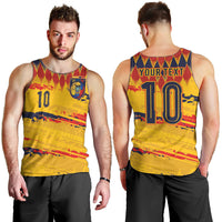 Ecuador National Football Custom Men Tank Top Argyle Pattern With Grunge Flag Splatter Graphics