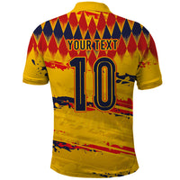 Ecuador National Football Custom Polo Shirt Argyle Pattern With Grunge Flag Splatter Graphics