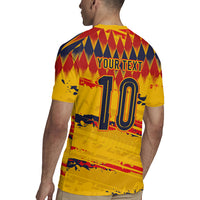 Ecuador National Football Custom Rugby Jersey Argyle Pattern With Grunge Flag Splatter Graphics