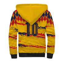 Ecuador National Football Custom Sherpa Hoodie Argyle Pattern With Grunge Flag Splatter Graphics