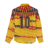 Ecuador National Football Custom Women Casual Shirt Argyle Pattern With Grunge Flag Splatter Graphics