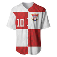 Croatia National Football Custom Baseball Jersey Checkerboard Pattern with Glagolitic Script