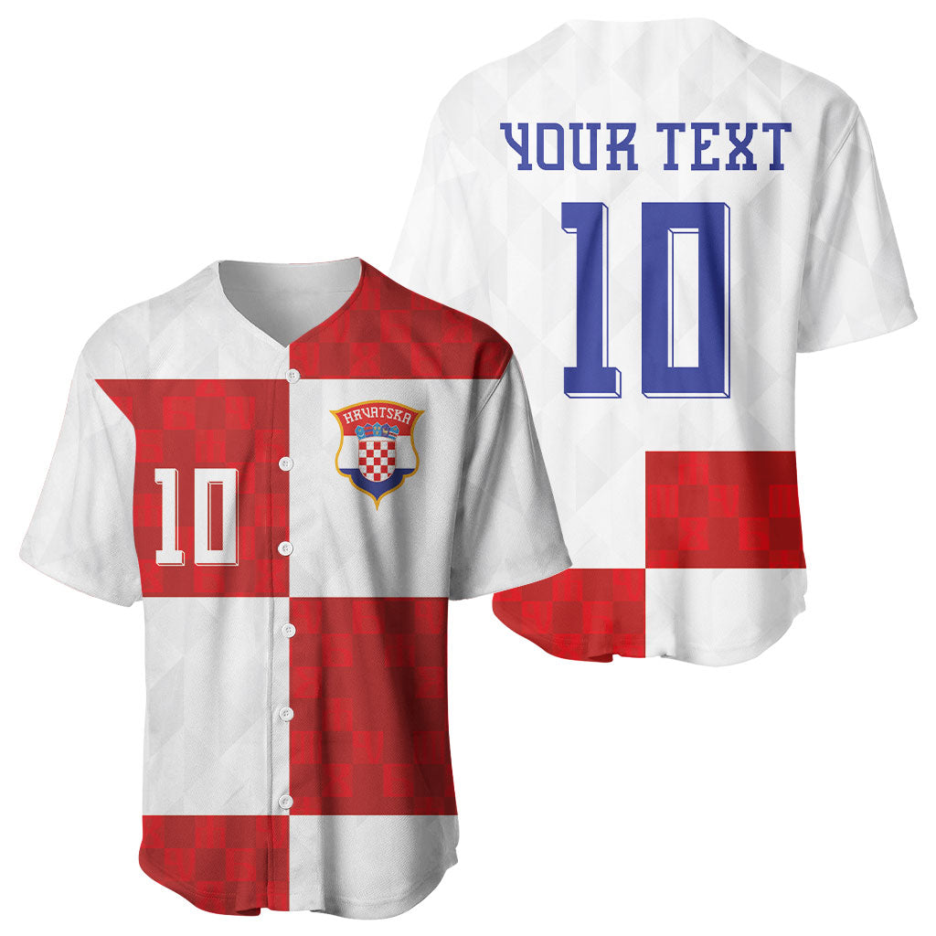 Croatia National Football Custom Baseball Jersey Checkerboard Pattern with Glagolitic Script